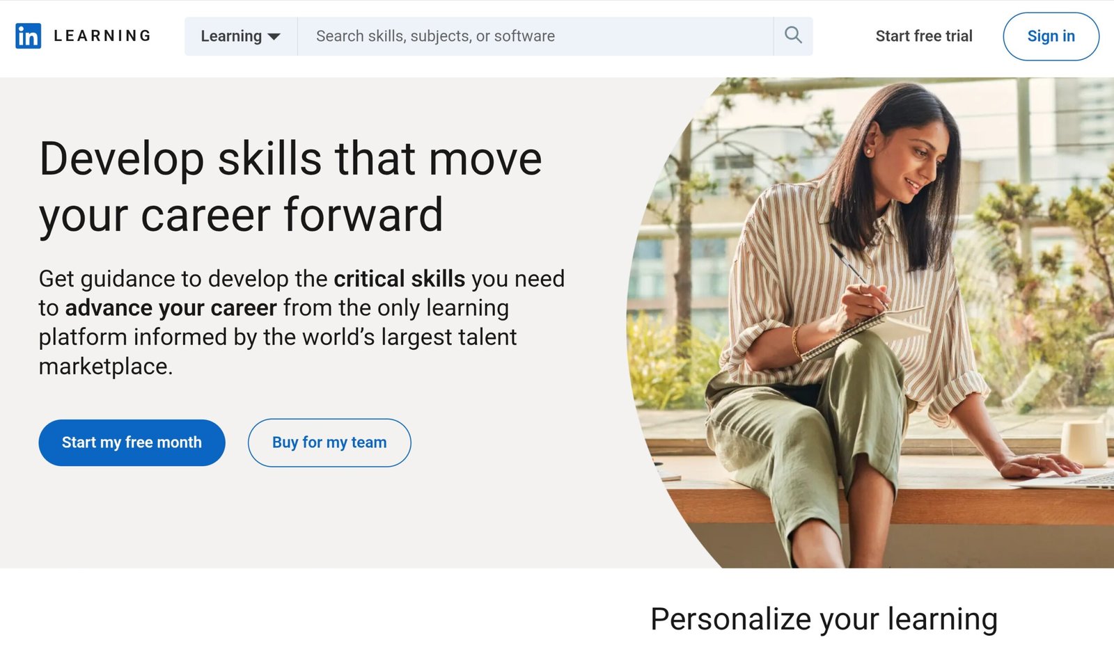 LinkedIn Learning homepage