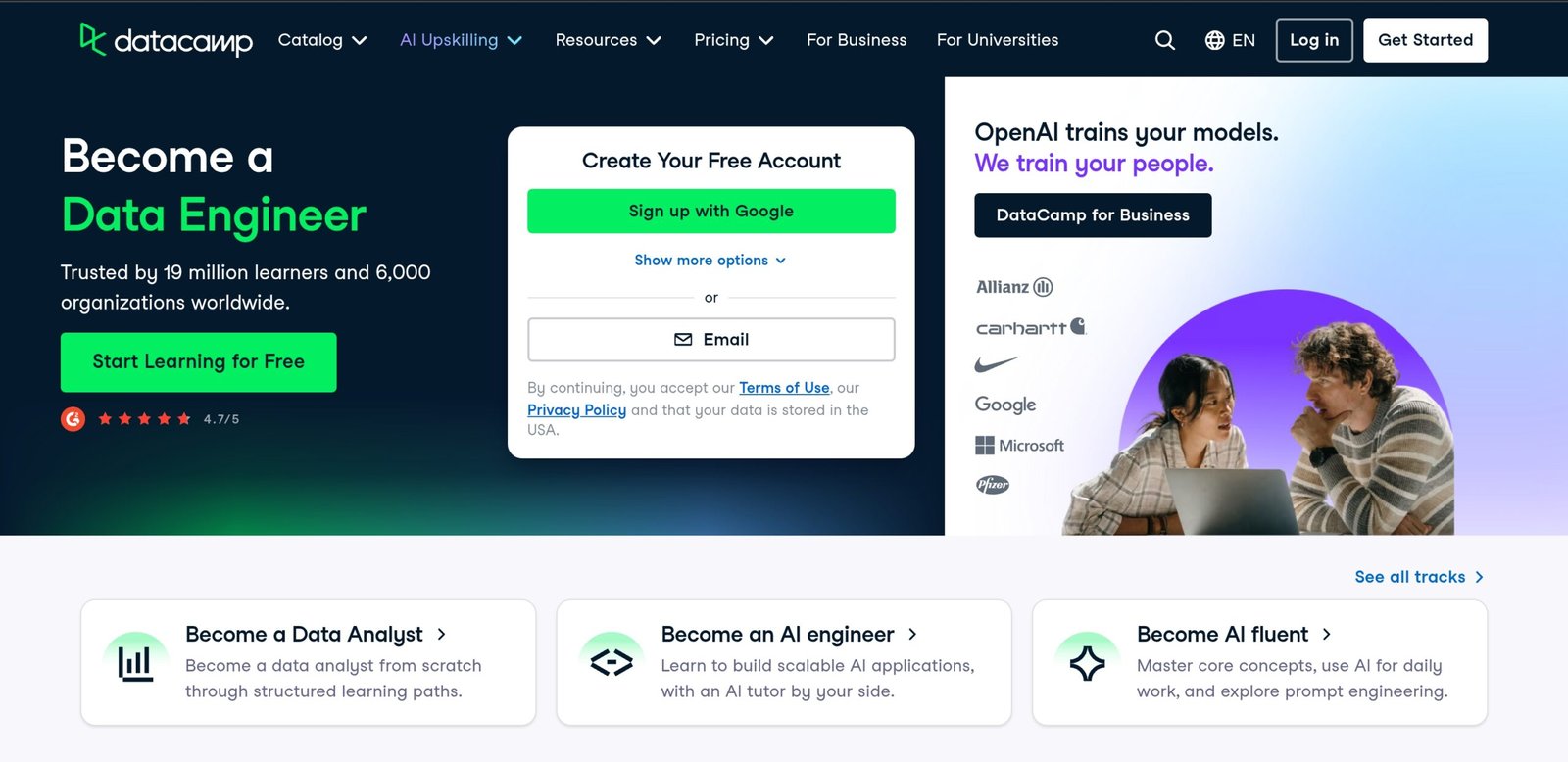 Is DataCamp worth it - DataCamp homepage