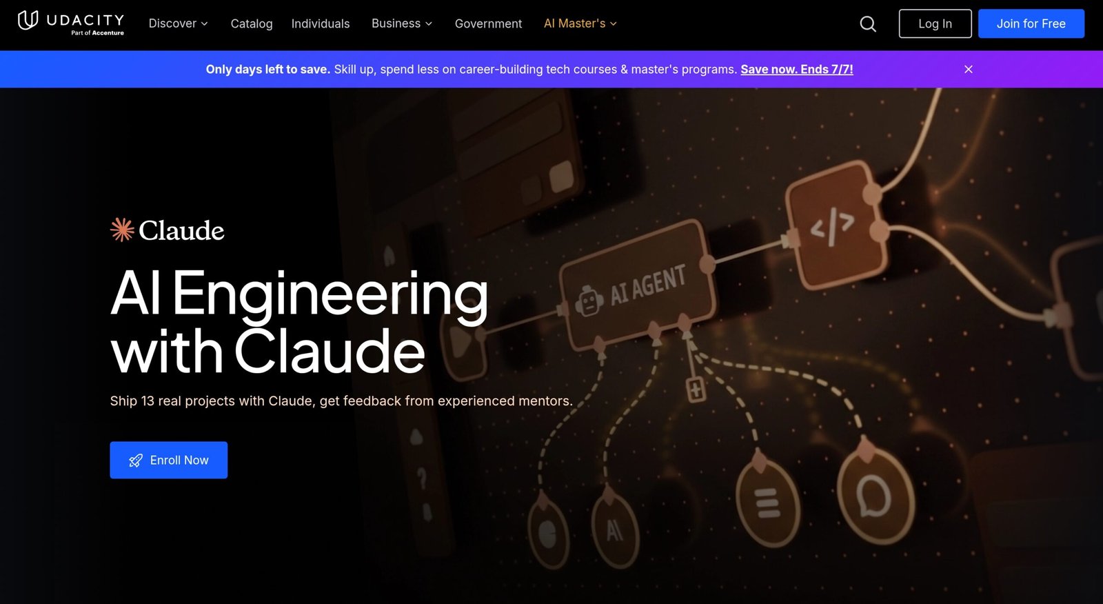 Udacity homepage hero banner