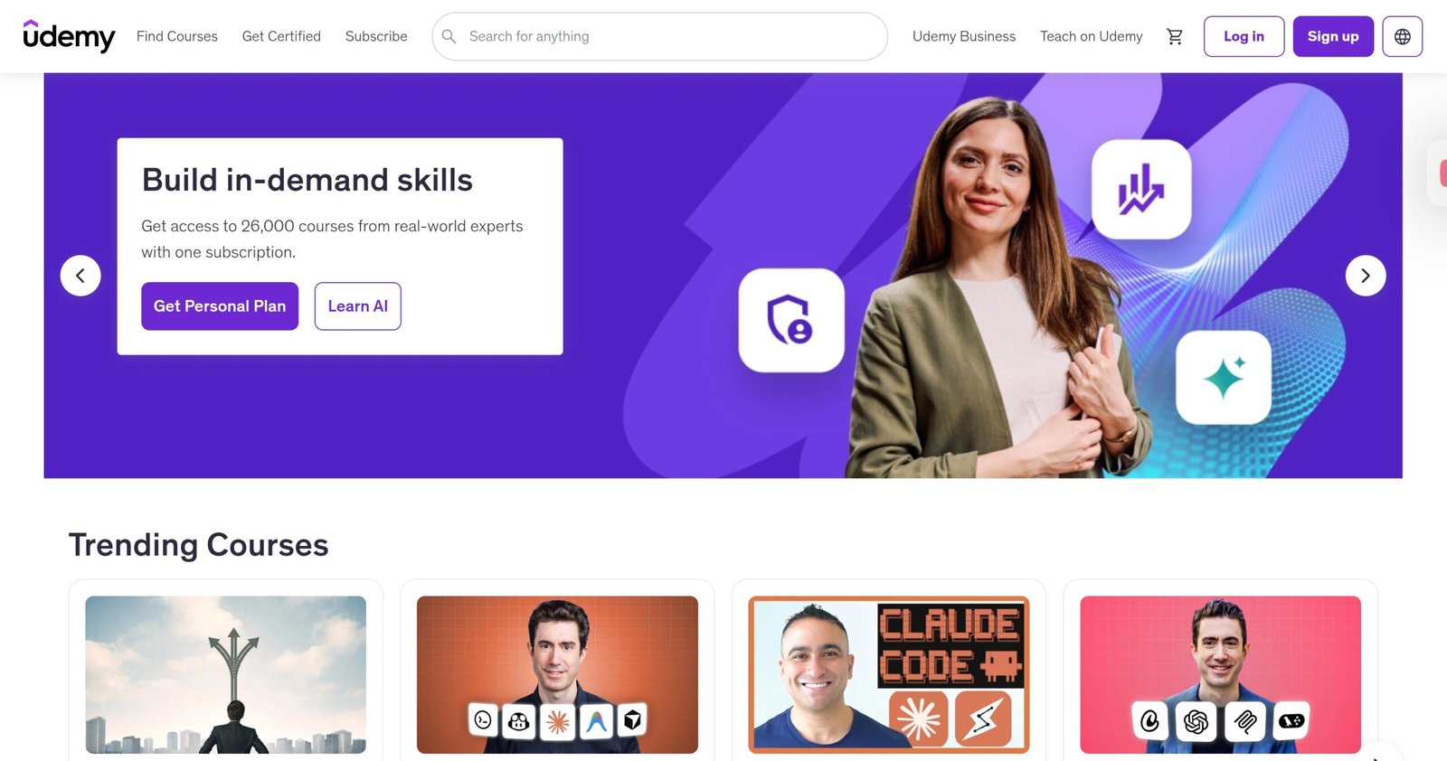 Is Udemy legit - Udemy homepage