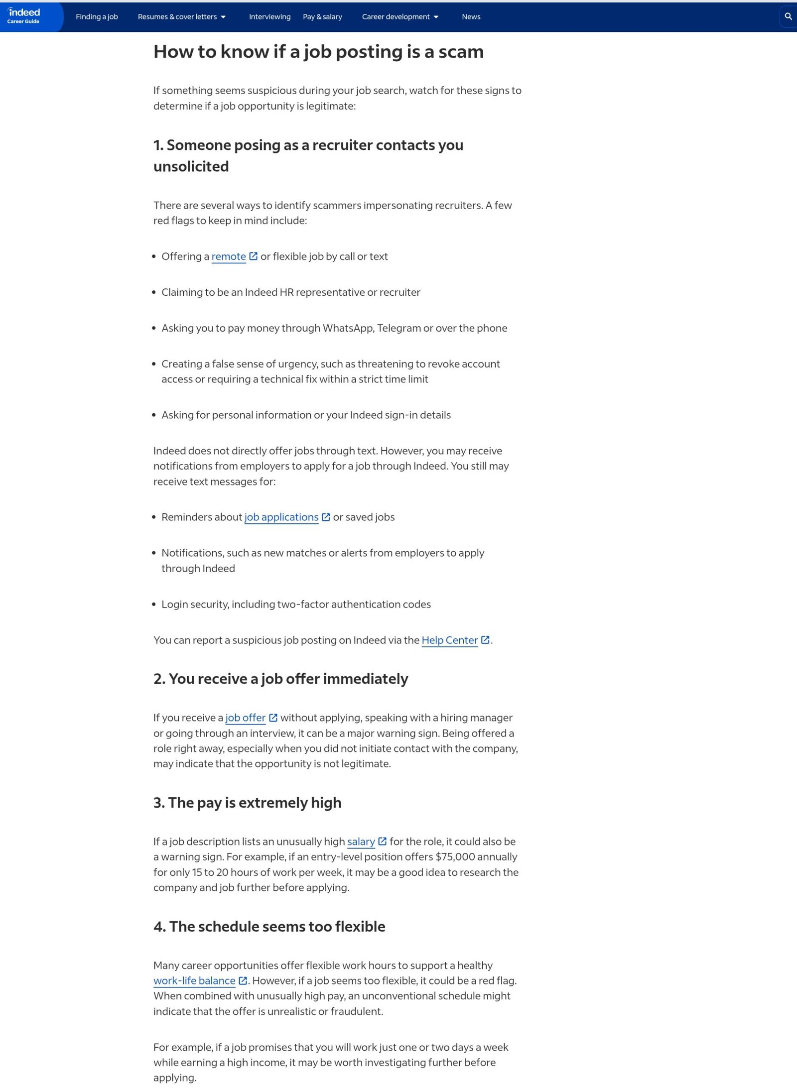 Indeed official scam job identification guide